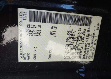 2016 Nissan Maxima 3.5 Sr из США, поврежденный, VIN 1N4AA6APXGC416894